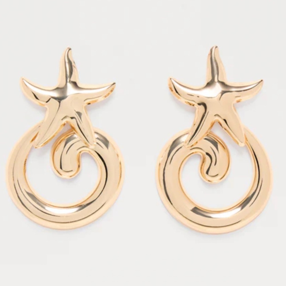Gold Starfish Hoop Earrings - Picture 4 of 12
